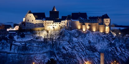 Ausflug mit Kindern - Ausflugsziel ist: ein sehenswerter Ort - Burg Mildenstein im Winter mit täglicher Außenanstrahlung - Burg Mildenstein in Leisnig